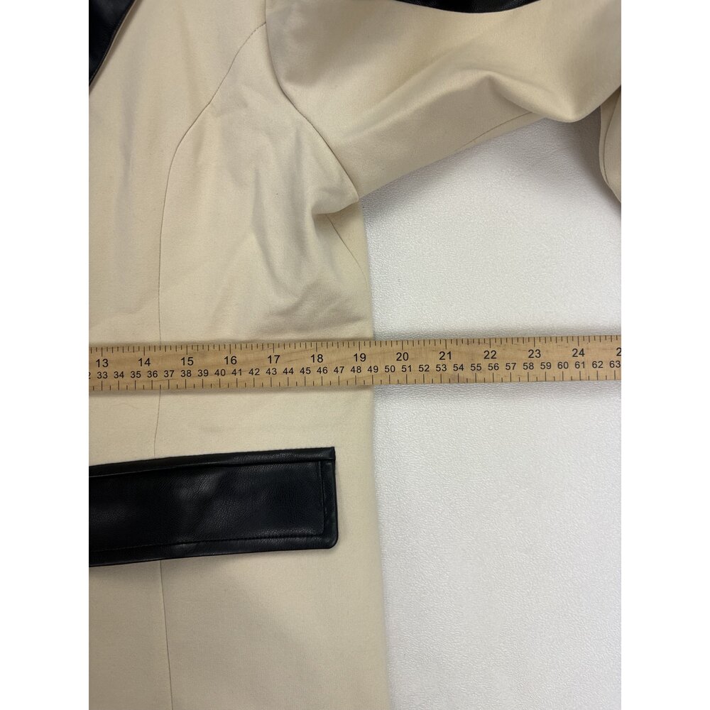 Dolce Cabo Cream Blazer with Black Faux-Leather Trim, Size L - Picture 11 of 12
